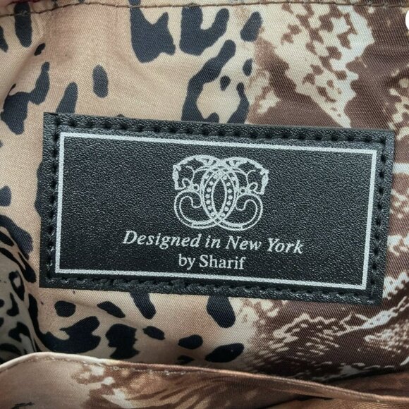 Sharif Brand Leopard Animal Print Crossbody Leather Embossed Bag Gold Overtones - Picture 7 of 7